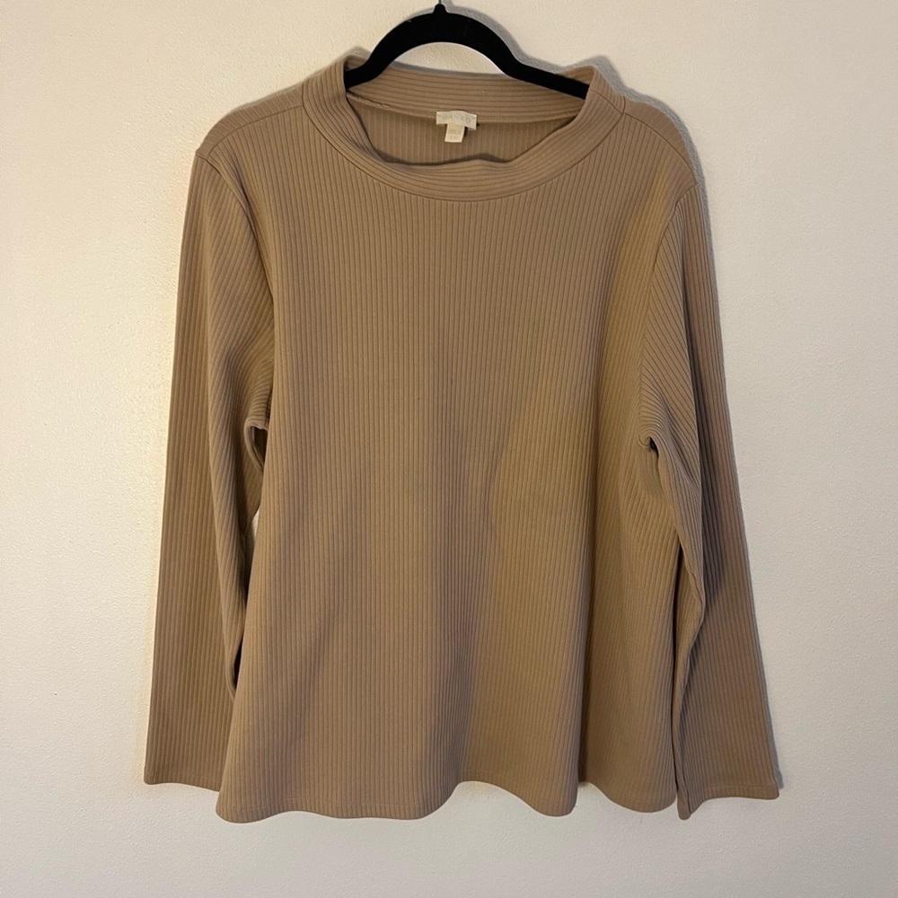Hanro Light Brown Cotton Long Sleeve Top, size large - Picture 2 of 5